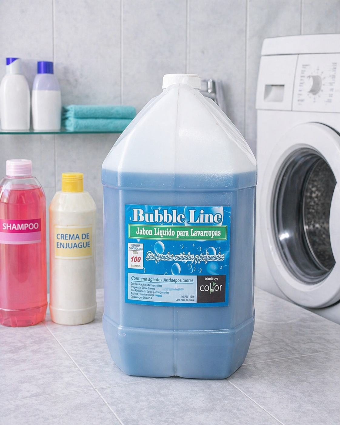 Jabón Líquido para Lavarropas Bubble Line - Baja Espuma y Fragancia Premium - Rinde 100 Lavados - 10L